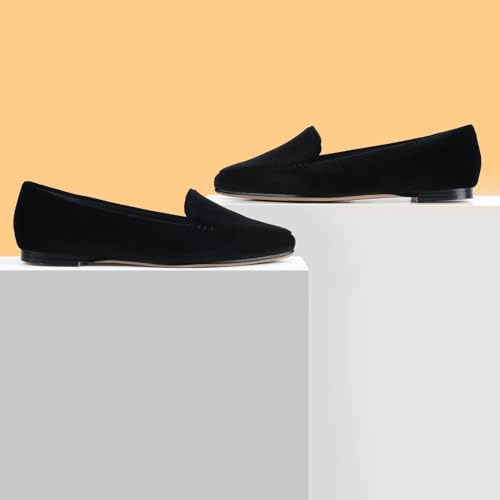 Image of MUSSHOE Pointed Toe Flats for Women, Comfortable Business Casual Work Shoes, Slip On Loafers with Arch Support, Office Walking Flats for All Day Standing