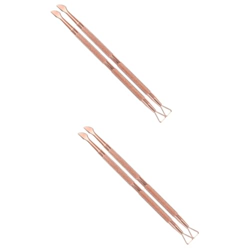 HAPINARY 2sets Professional Nail Cuticle Double-sided Cuticle Pusher Tool Nail Polish Remover for Fingernails Toenails 2pcs*2