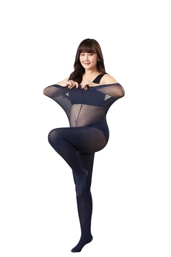 Image of MOOCHI 2 Pairs Women's Plus Size Opaque Tights Control Top High Waist Ultra Soft Elastic
