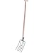 Gartengabel mit 100cm T-Griff Holzstiel, 3/4/5 Zinken, 126-132 cm Länge, Stahl Mistgabel, Dunggabel, Heugabel (5 ZINKEN)