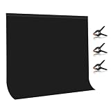 PULUZ 黒 背景布 黒い布2x2m 暗幕 黒 布 袋縫い 黒バックペーパー 背景用 ブラックバック 厚手ポリエステル綿素材 洗濯可能 撮影用背景シート 200x200cm 商品撮影/アート制作/ディスプレイと展示/視覚効果の制作/文化祭/全身写真用/スタジオ背景用 (黒い, 2×2m)