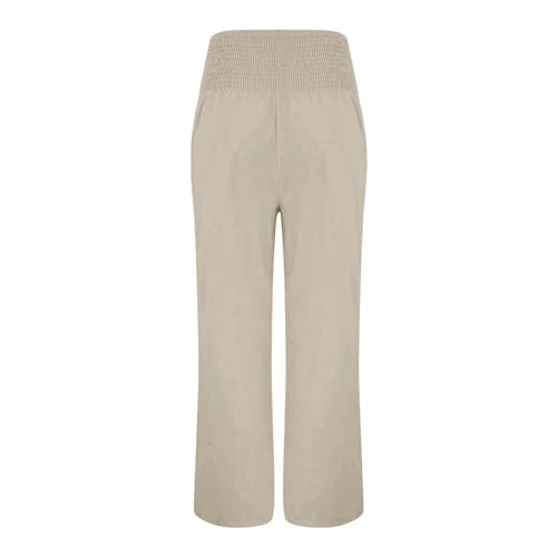 Palazzo Pants for Women Casual Summer Wide Leg Linen Pants for Women Boho Beach High Waist Elastic Lounge Trousers3