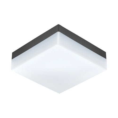 EGLO LED Außen-Deckenlampe Sonella, 1 flammige Außenleuchte für Wand und Decke, Deckenleuchte aus Kunststoff, Farbe: Anthrazit, weiß, IP44