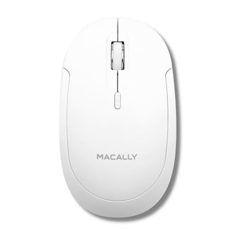 Macally Wireless Bluetooth Mouse for Mac, MacBook Pro/Air, iPad, and PC - Quiet Click and Comfortable Wireless Mouse - Compatible Wireless Apple Mouse - White Laptop Mouse Bluetooth Cover
