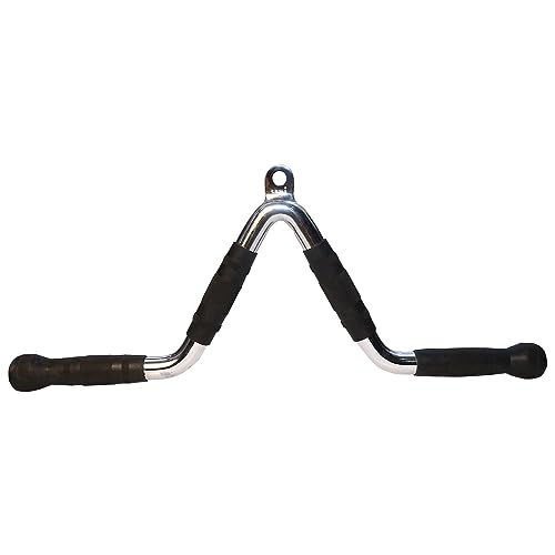 Image of USI Universal Cable Machine Attachment LAT Pulldown Attachments Home Gym Triceps Pull Down Attachment Cable Machine Equipments for Home Gym (Silver- Tricep Press Down Bar)
