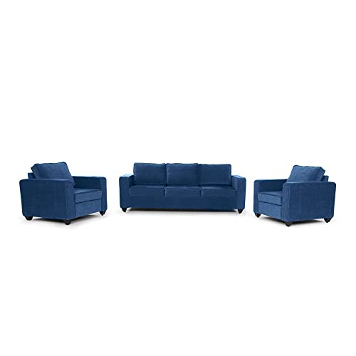 Image of Wakefit Sofa Set | 3 Year Warranty | Sofa 5 Seater, 5 Seater Sofa for Living Room, Wooden Sofa Set, Sofa Set 3+1+1 Seater - Napper(Malphino : Cobalt Blue)