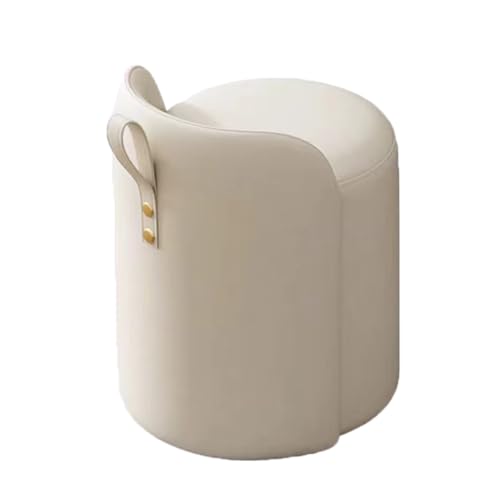 Moderno taburete redondo con respaldo curvado, taburete otomano giratorio de 360°, reposapiés acolchado suave para dormitorio, sala de estar, dormitorio, entrada, vestidor, color naranja