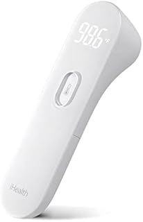 iHealth No-Touch Forehead Thermometer, Digital Infrared Thermometer for Adults and Kids, Touchless Baby Thermometer, 3 Ultra-Sensitive Sensors, Large LED Digits, Quiet Vibration Feedback, Non Contact