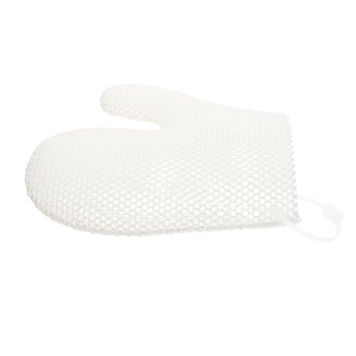 Garneck Guantes Exfoliantes Corporales Unisex Estructura de Panal Tamaño 246X112 CM Color Blanco Guantes de Ducha para Limpieza Profunda y Exfoliación Corporal en Baño Diario