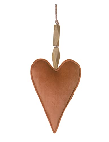 Hogewoning - Colgante de corazón de terciopelo Terracotta de 15 cm - Accesorio de decoración de Navidad para el árbol - Ideal para iluminar el interior de su casa para las fiestas