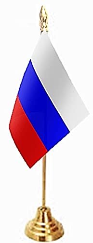 RUSSIA Miniature Flag - Shining & Bright Cotton Cloth with Elegant Brass Base and Single Rod Stand-picture-19
