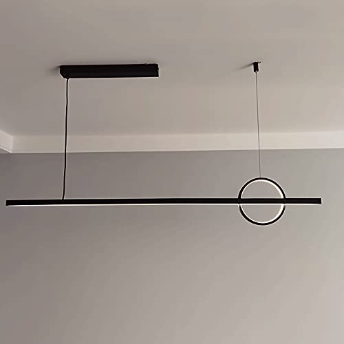 Lampe suspendue linéaire en laiton de 88cm avec anneau décoratif à LED LWX
