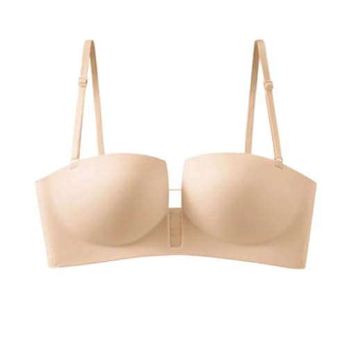 MESSIYO Everyday Jelly Bras for Women Wireless Deep V Bra Beige - image 2