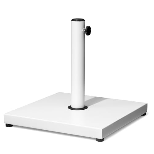 VredHom Patio Umbrella Base 43lbs Outdoor Heavy Duty Square Concrete Stand Market Umbrella White