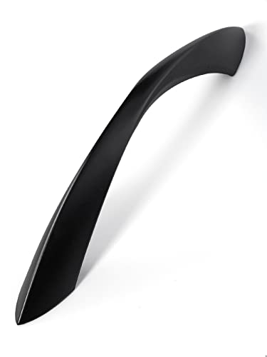 Image of Black Cabinet Pulls 3-3 /4 Inch Arch Twisted Matte Black Handles Drawer Kitchen Cupboard Bathroom Dresser Cabinet Hardware Zinc Alloy 10 Pack