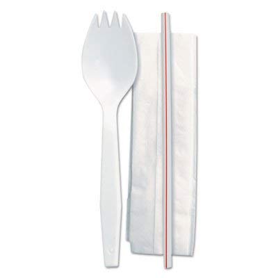 Senate Cutlery Kit, Spork/straw/napkin, White, 1000/carton