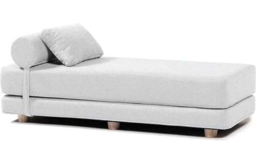 Image of SOUL CRAFT Modern Modular Daybed /Fold-Out Sleeper, Beige, Velvet Fabric, Converts to 2 Single Beds or 1 Queen Bed, with Mattress 203 cm x 74 cm(6.66 ft x 2.43 ft) (White)
