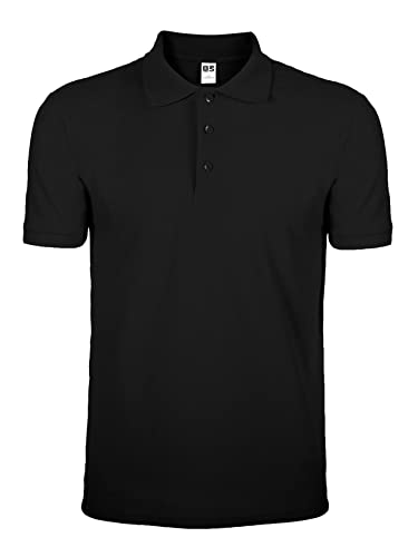CHEMAGLIETTE! Polo Uomo Manica Corta - Maglia Abbigliamento da Lavoro, T Shirt 100% Cotone Piquet, Nero, L