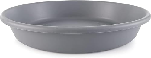 The HC Companies Flower Pot Saucers - Plastic Plant Saucer for Outdoors & Indoors - Traditional Design Plant Pot Trays for Water Drainage - Durable Round Plant Tray (Pack of 1 21-inch Warm Gray)