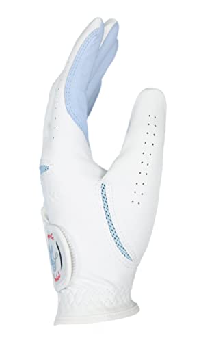 Simple Symbol Women's Golf Glove Microfiber With Colorful Cabretta Leather Six Pack(Left Is Wear On Left Hands,Right Is Wear On Right Hands) Four Colors White/Sky/Orange/Red(Sky,S,Left) #TOP5