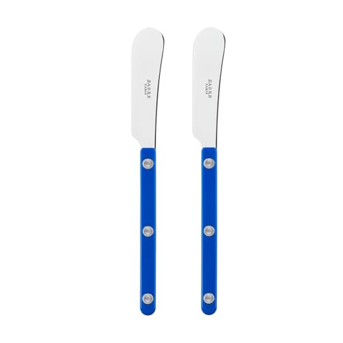 SABRE PARIS - 2er Set Buttermesser 14 cm - Bistrot - Ideal Für Butter, Aufstrich - Edelstahl & Nylon - Spülmaschinenfest - Ultramarinblau