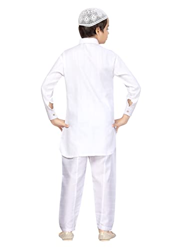 Image of Aarika Boys White Color Pathani Kurta Pyjama with Cap Set (C PS-JK-102-WHITE-WHITE-3)