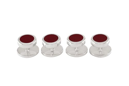ZAUNICK Shirt Studs in Sterling Silver 925 and burgundy red enamel 4 Buttons Set