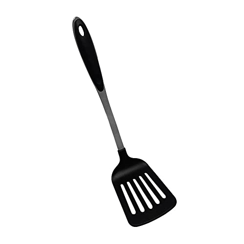 Black Nylon Slotted Turner/Spatula, 12 inch, Non Stick Handle