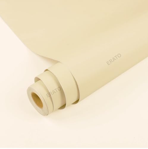 ERATO Vinyl Matte Kicthen Cabinets Wallpaper Self Adhesive Removable Wallpaper (24"x120" Inch, Beige Matte)