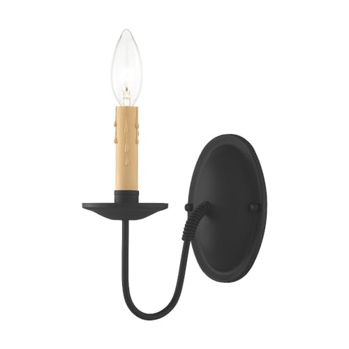 Image of Livex Lighting 4451-04 Heritage 1-Light Wall Sconce, Black