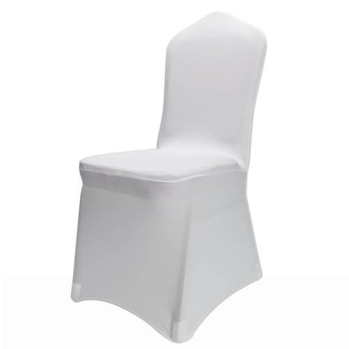 IVhomeshop 50 pcs Universal White Chair Covers Spandex Lycra Slipcovers Dining Chair Cover Wedding Banquet Party