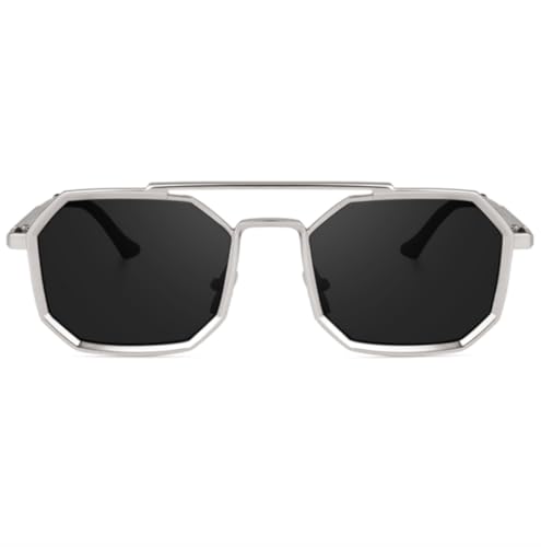 Image of Hexagon Round Sunglasses Metal Frame Stylish Goggles For Men's and Women's