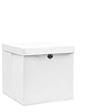ZEYUAN Cajas de Almacenamiento con Cubiertas 4 uds 28x28x28 cm Blanco, Organizador Cajones, Cajas Organizadoras, Caja Juguetes Almacenaje, Contenedores De Almacenamiento, Cubo Almacenaje
