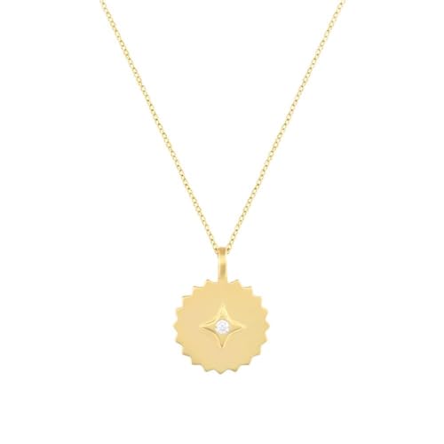 Collier pour femmes pendentif rond motif quatre coins soirée