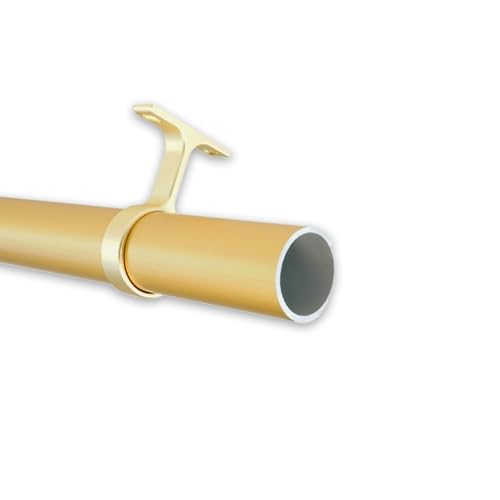 B&B Hardware Round Wardrobe Rod Kit Anodized Aluminum, Matt Brass - Smooth & Seamless - 12 to 89 Inches Long