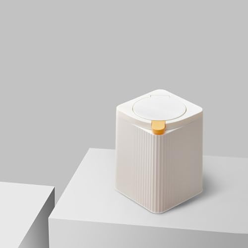 Caneca de basura pequeña blanca con tapa de plástico miniatura 6