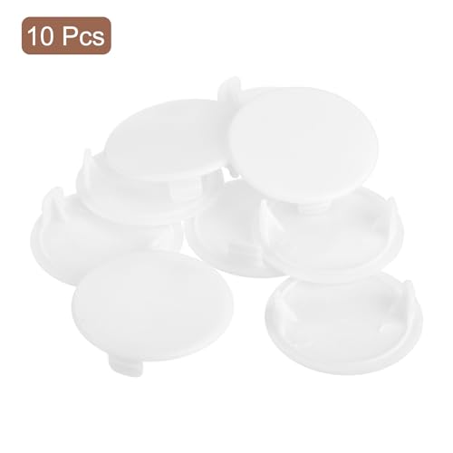 Image of uxcell 10Pcs Hinge Hole Covers, 35mm(1-3 /8 inch) Dia Plastic Concealed Hole Cover Round Flush Type Caps for Furniture Cabinet Cupboard, White