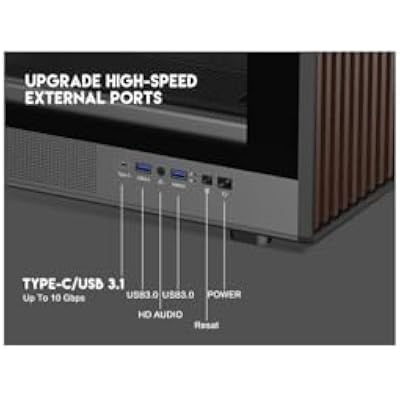 DIYPC DIY-mATX06-Wood Black USB3.0 /Type C Micro ATX Mid Tower Gaming Computer Case w/Tempered Glass Side Panel and Walnut Wood Front Panel / 4 x PWM Fans Pre-Installed