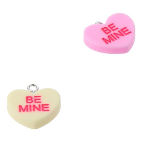 YYlingx 50Pcs Candy Heart Charms Pendant Love Shaped Keychain Charms Resin Dangle Charms for DIY