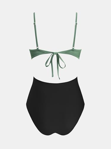 Image of CUPSHE Women's Scoop Neck One Piece Cutout Monokini Swimsuit | Back Self Tie,Soft Removable Cups,Adjustable Straps ,Flattering Bathing Suit For Vacation And Beach