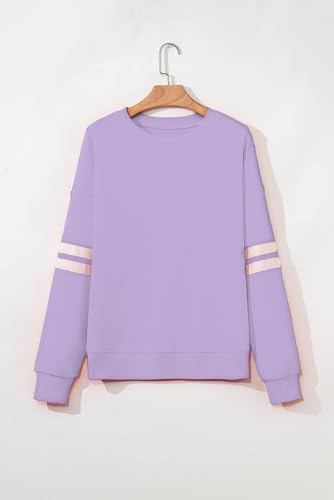 Image of SELINK Girls Big Kids Long Sleeve Striped Color Block Pocket Tees | Casual Loose Fit With Side Pockets,Soft Stretch Polyester Blend For Big Girls Daily&Back To School Wear