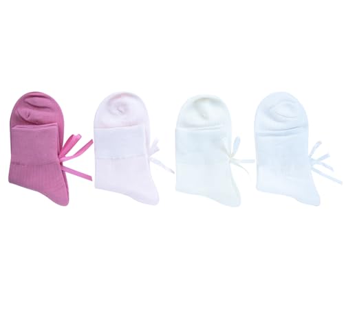 Image of Women's Bow Crew Socks - Cotton Sweet Lolita Dress Breathable Soft Girls' Socks - 3 Pairs