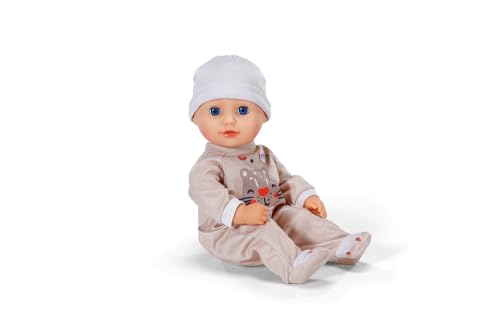 BABY born Anna mit beigem Strampler, weiche 36cm große Babypuppe mit Stoffkörper und Schlafaugen inkl. Fläschchen, Beige – Bild 4