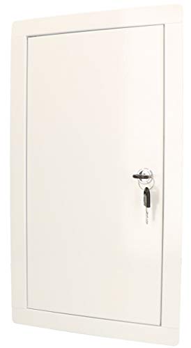 KOTARBAU® Puerta de inspección, 25 x 40 cm, Acero Inoxidable, Panel de Acceso, Compuerta de fácil Acceso, Puerta de revisión, Trampilla para Pared o Techo, Blanca, Cerradura con Llave