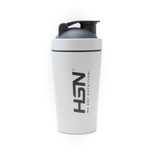 HSN Shaker We Are Nutrition! Acero Inoxidable | 500ml | Blanco | Vaso Mezclador con Óptimo Sistema de Mezclado en la Tapa (BPA Free) | Cierre Anti-Fugas | Sin Olores | Fácil Limpieza