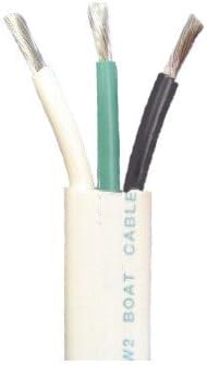 10/3 AWG Triplex Tinned Marine Wire, Black/Green/White 50 Feet