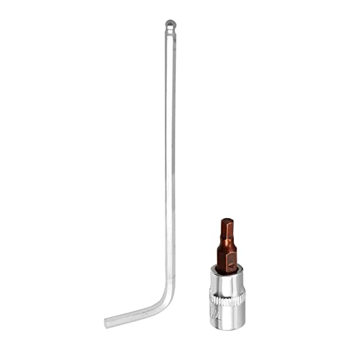 QUARKZMAN 2 Piezas Llave Hexagonal 4mm Métrica Forma L Con Punta Esférica Y 2 Piezas Casquillo Hexagonal 1/4 De Accionamiento X H4 (4mm) Acero S2
