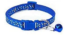 RvPaws Printed (18-30 cm) Adjustable Small Cat Everyday Collar, Small, Polyester Bone Paw Design Print, (Blue)