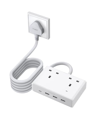 UGREEN Nexode 4 USB Ports Extension Cord 2 AC 2990W Max Power Strip PD20W Extension Plug Compatible with iPhone 17 iPad Laptop electrical appliances for Home/Office/Travel (1.5M White) 2025 New