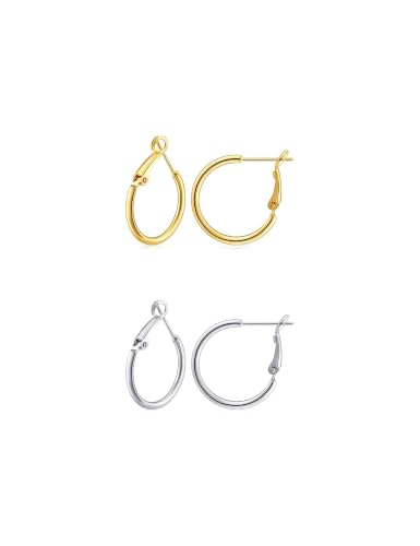 Image of Gacimy Gold Hoop Earrings for Women, 14K Gold Plated Thin Hoops